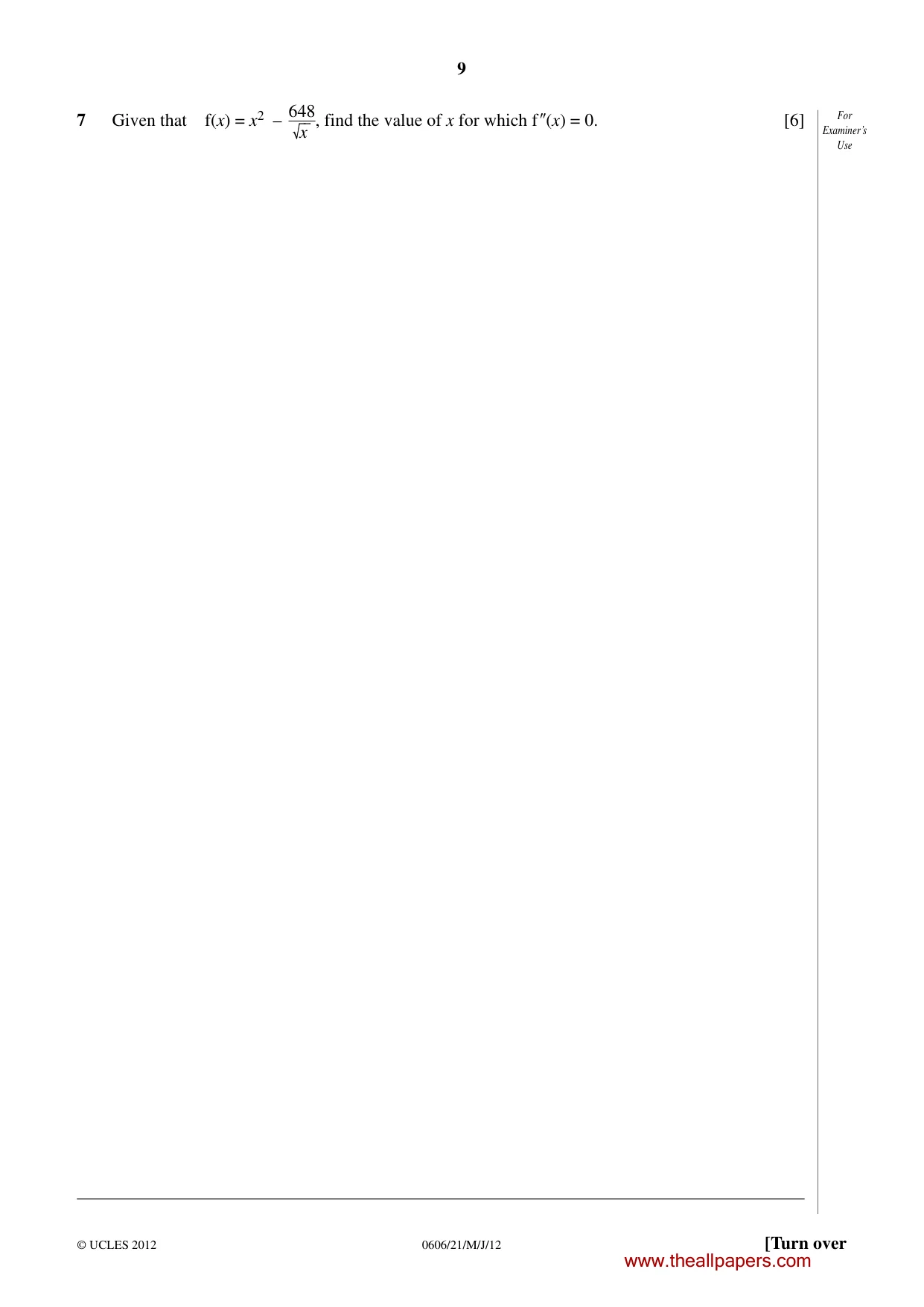 Cambridge IGCSE Mathematics - Additional 0606 2012 May/June Paper 2 · Variant 1 question paper, page 9 of 16