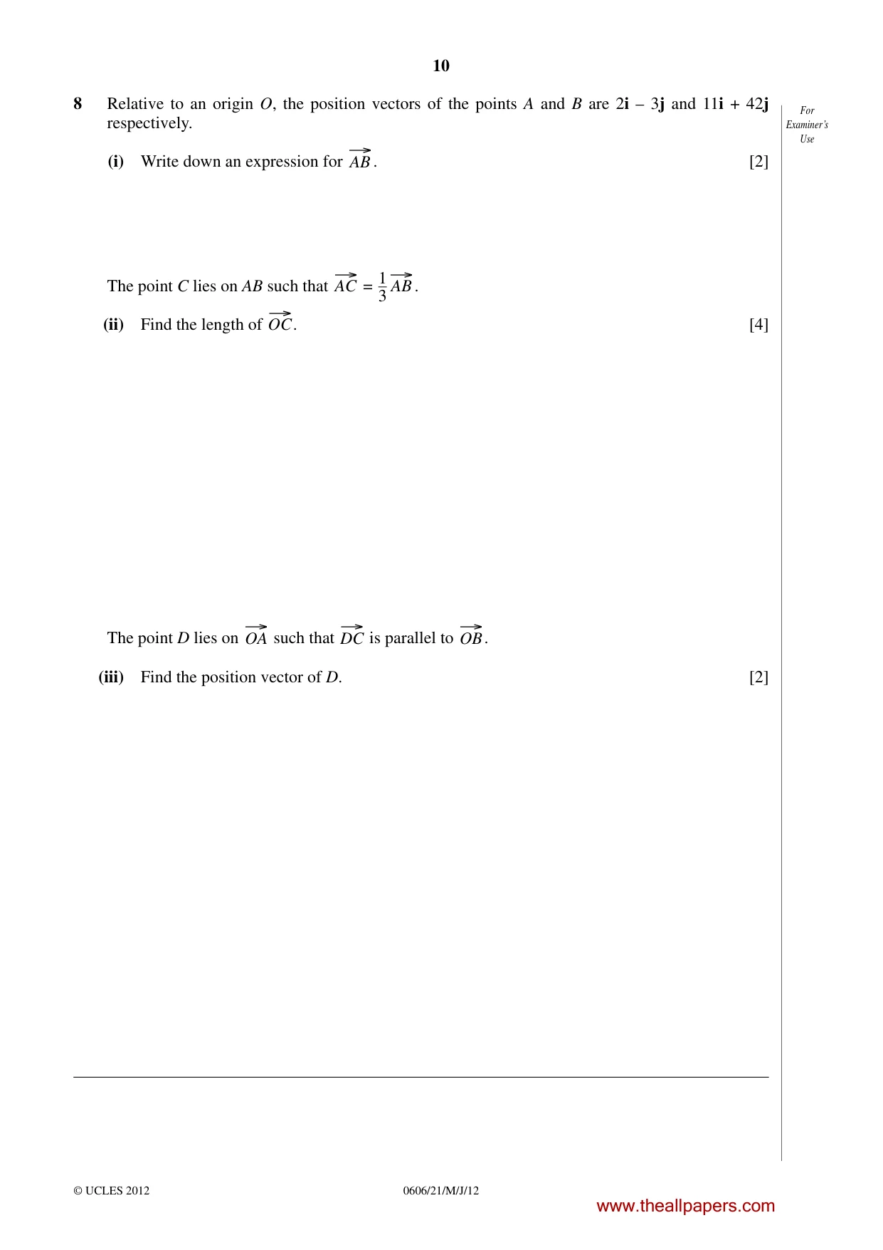 Cambridge IGCSE Mathematics - Additional 0606 2012 May/June Paper 2 · Variant 1 question paper, page 10 of 16