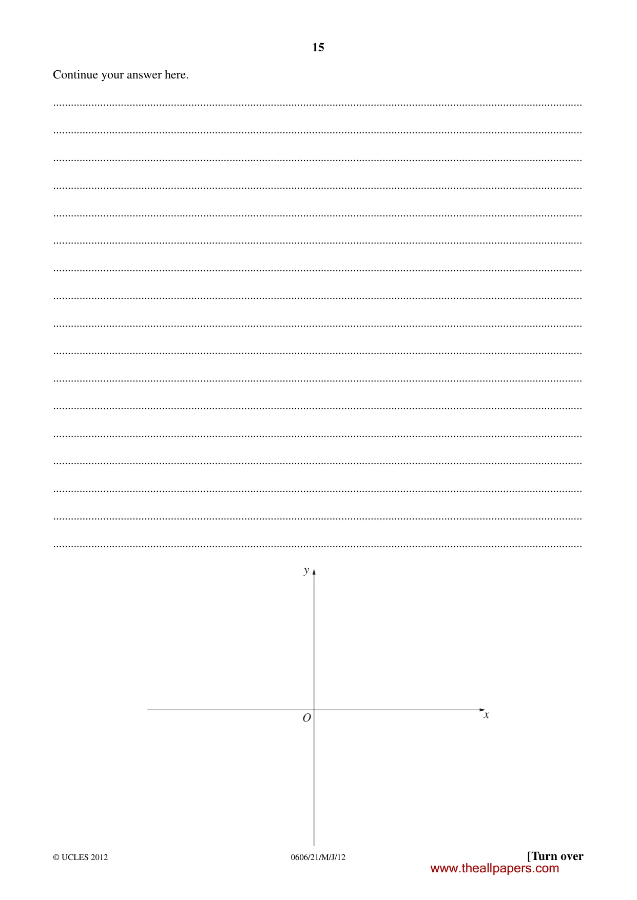 Cambridge IGCSE Mathematics - Additional 0606 2012 May/June Paper 2 · Variant 1 question paper, page 15 of 16