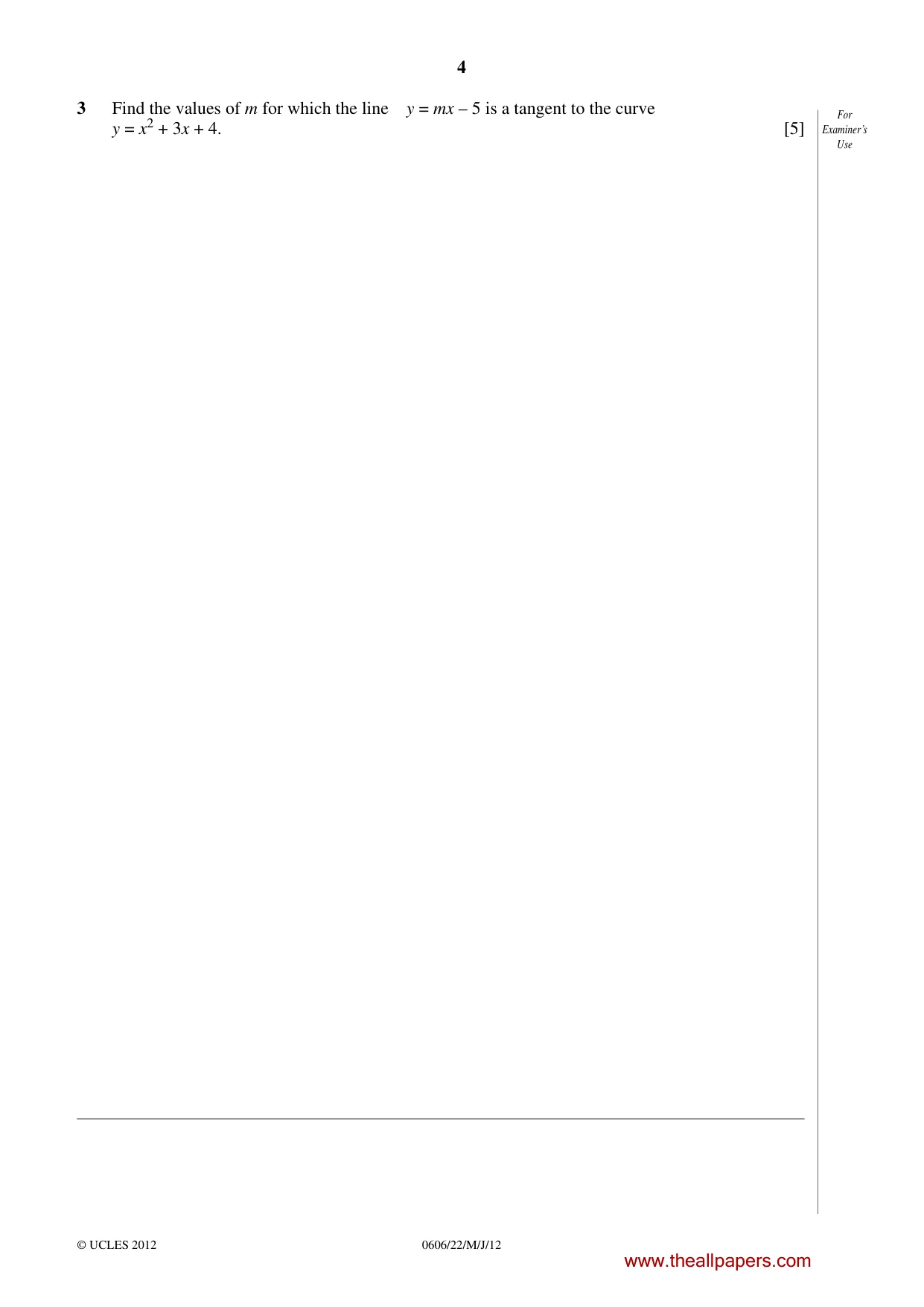 Cambridge IGCSE Mathematics - Additional 0606 2012 May/June Paper 2 · Variant 2 question paper, page 4 of 16