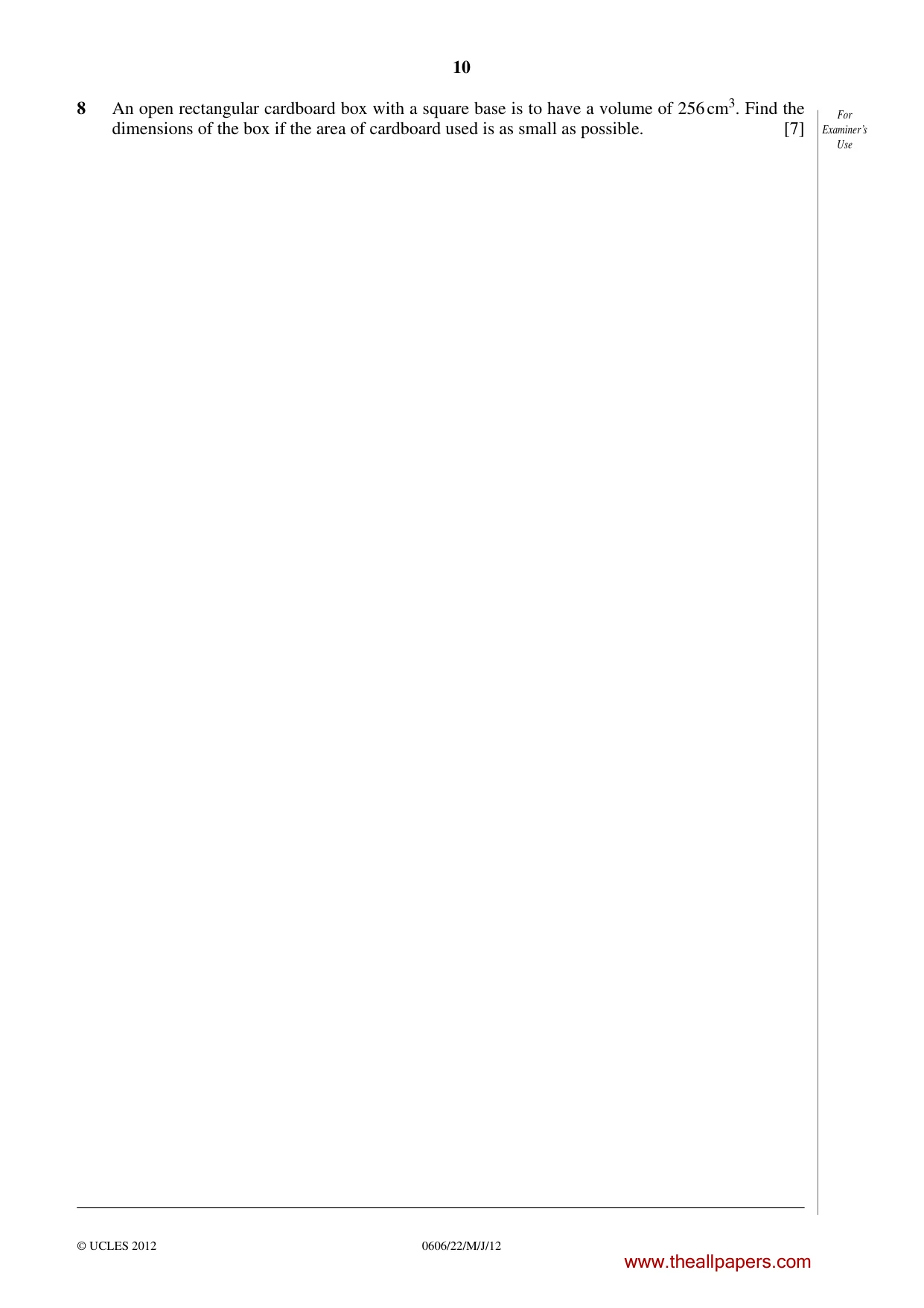 Cambridge IGCSE Mathematics - Additional 0606 2012 May/June Paper 2 · Variant 2 question paper, page 10 of 16