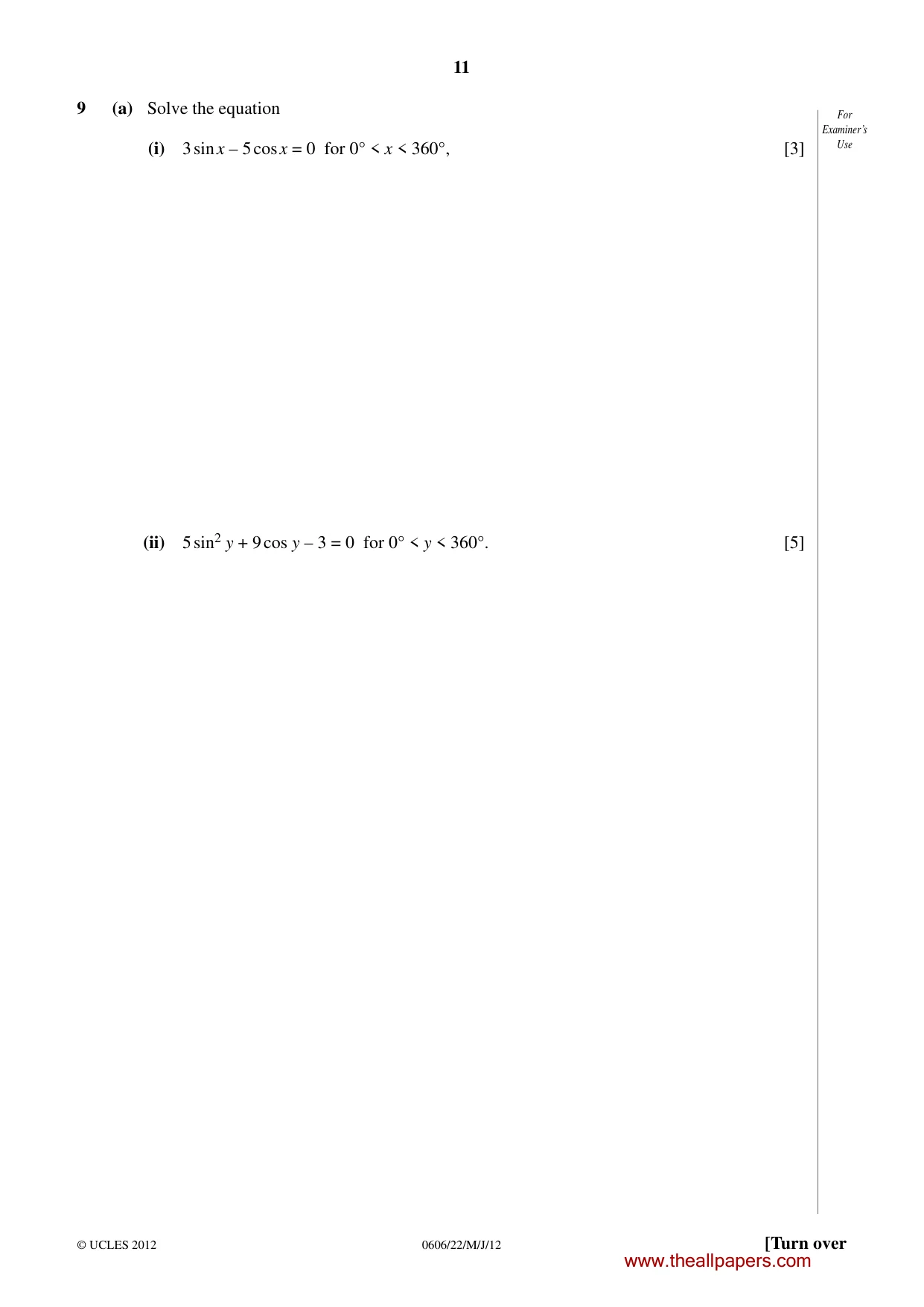 Cambridge IGCSE Mathematics - Additional 0606 2012 May/June Paper 2 · Variant 2 question paper, page 11 of 16