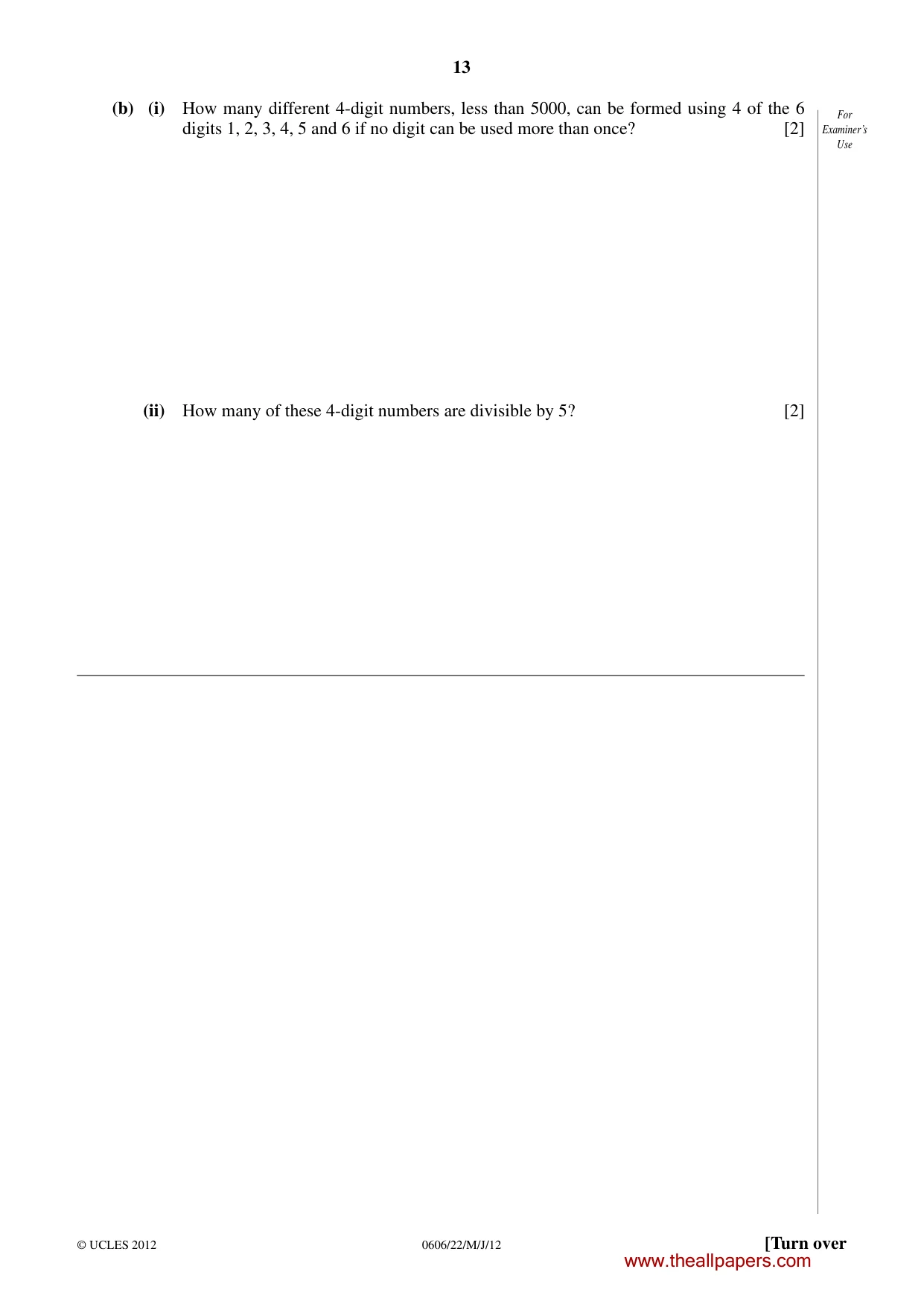 Cambridge IGCSE Mathematics - Additional 0606 2012 May/June Paper 2 · Variant 2 question paper, page 13 of 16