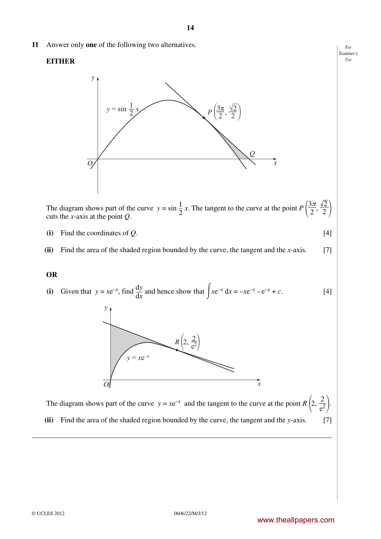 Cambridge IGCSE Mathematics - Additional 0606 2012 May/June Paper 2 · Variant 2 question paper, page 14 of 16