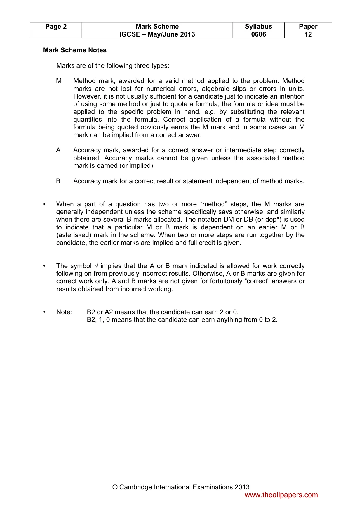 Mark scheme, page 2 of 9