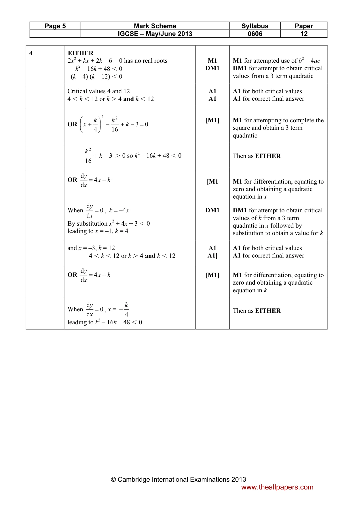 Mark scheme, page 5 of 9