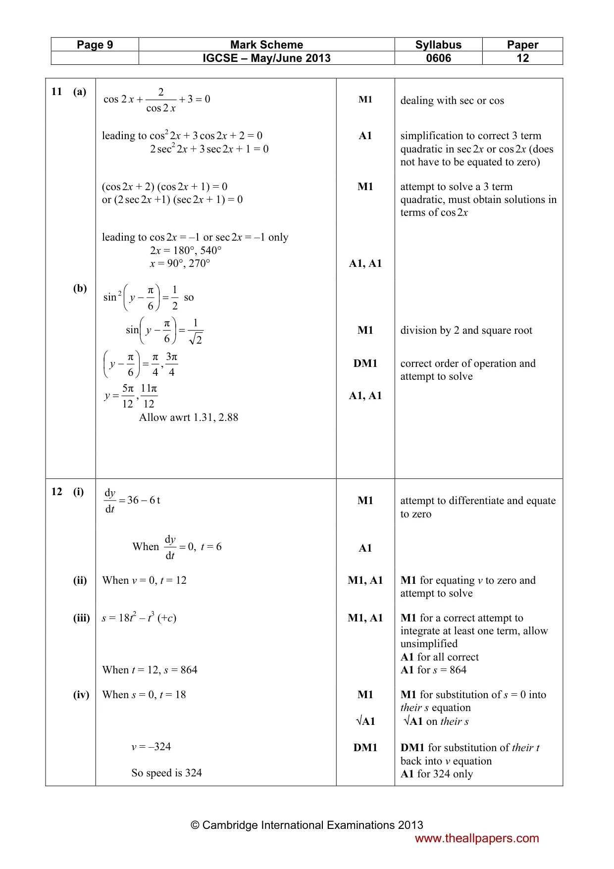 Mark scheme, page 9 of 9