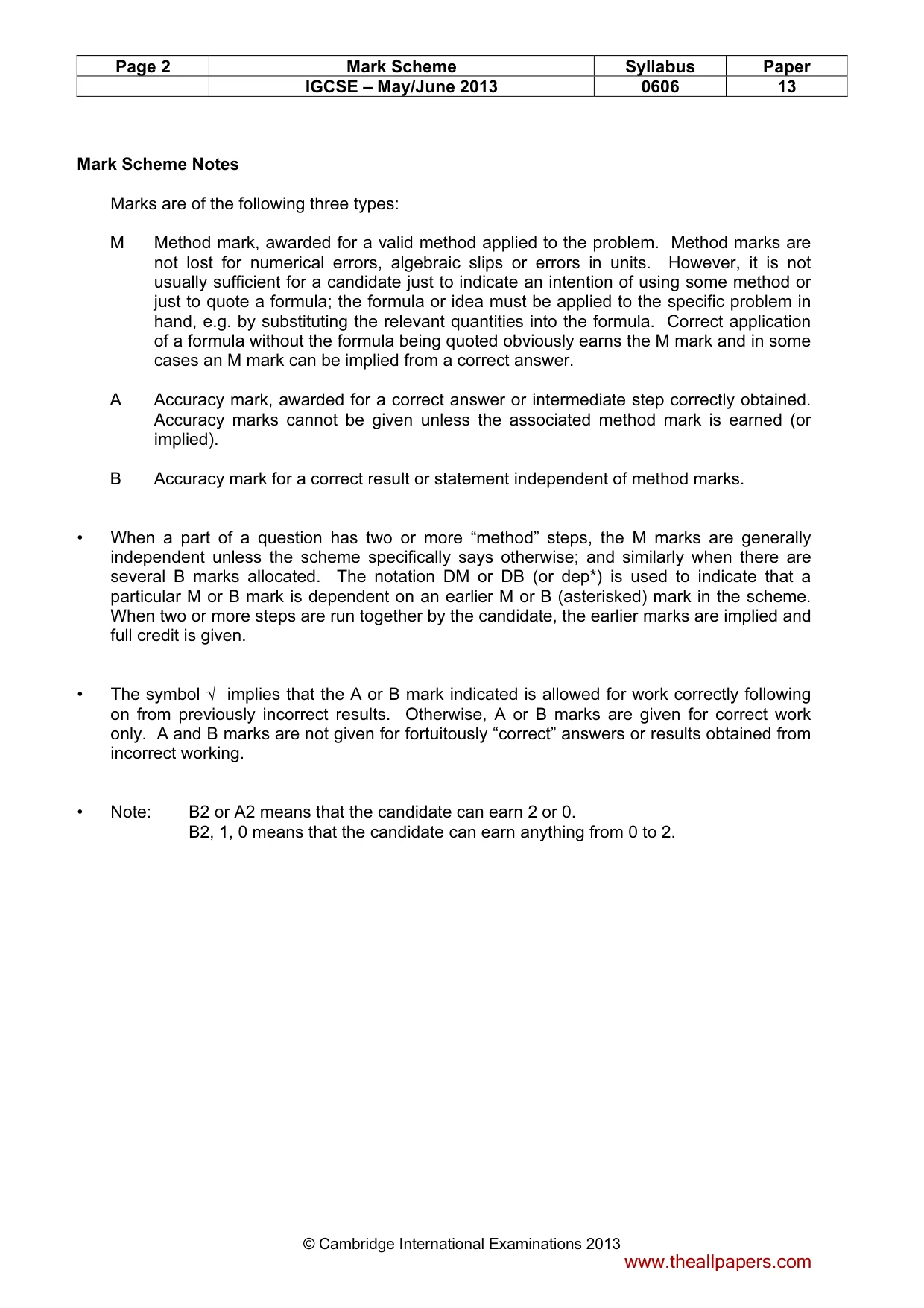 Mark scheme, page 2 of 9