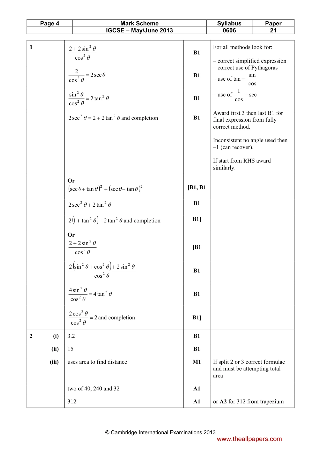 Mark scheme, page 4 of 9