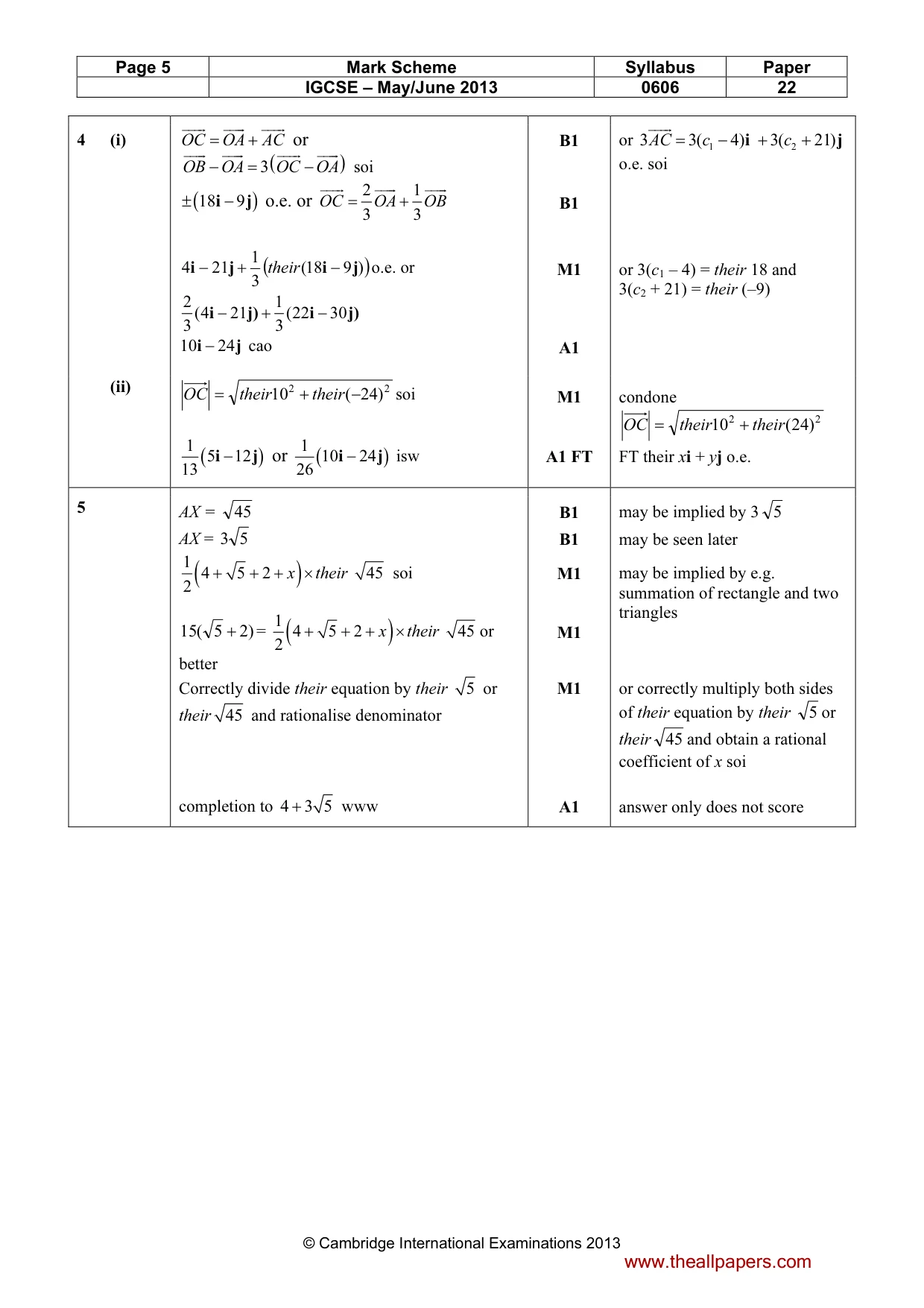 Mark scheme, page 5 of 9