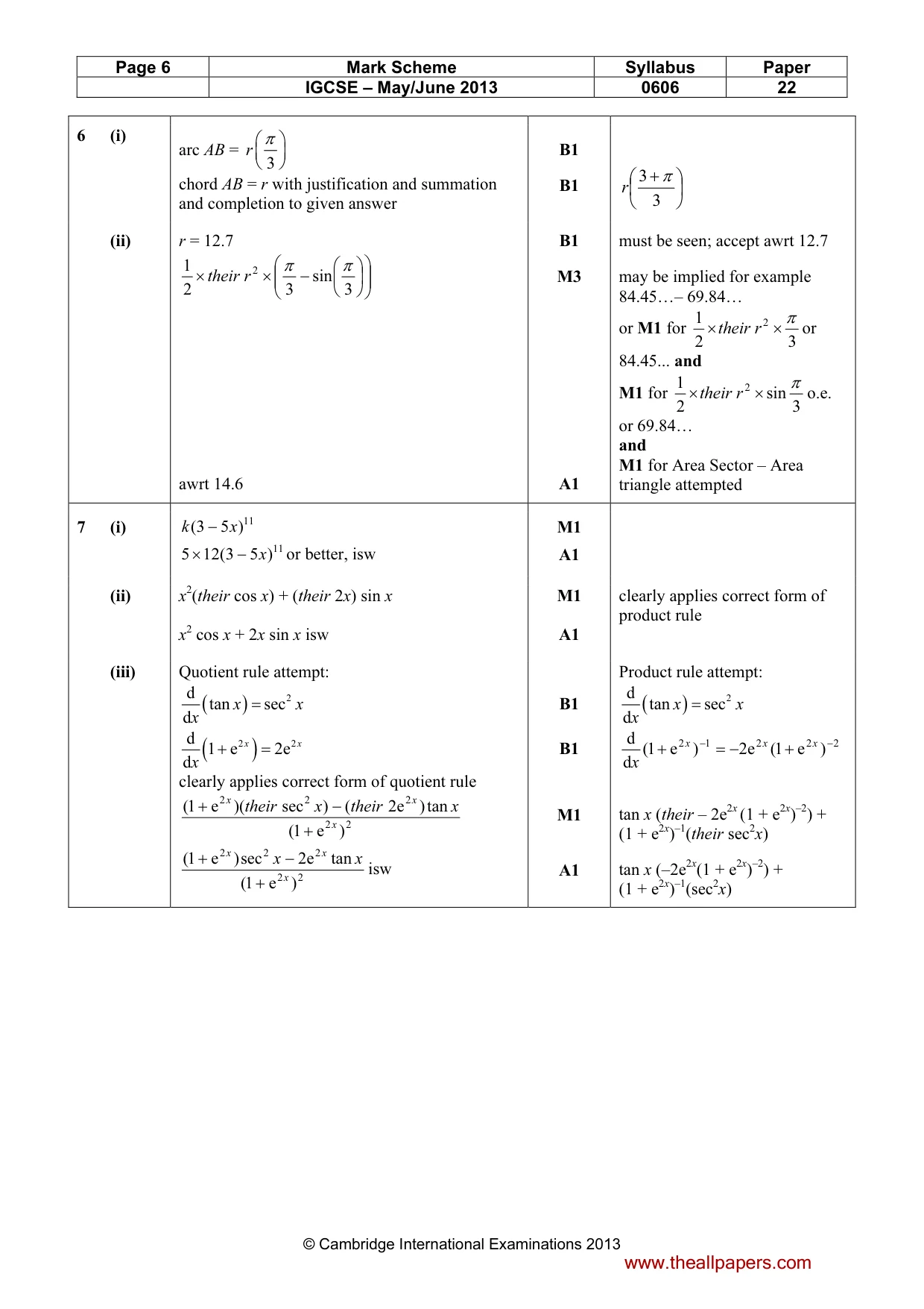 Mark scheme, page 6 of 9