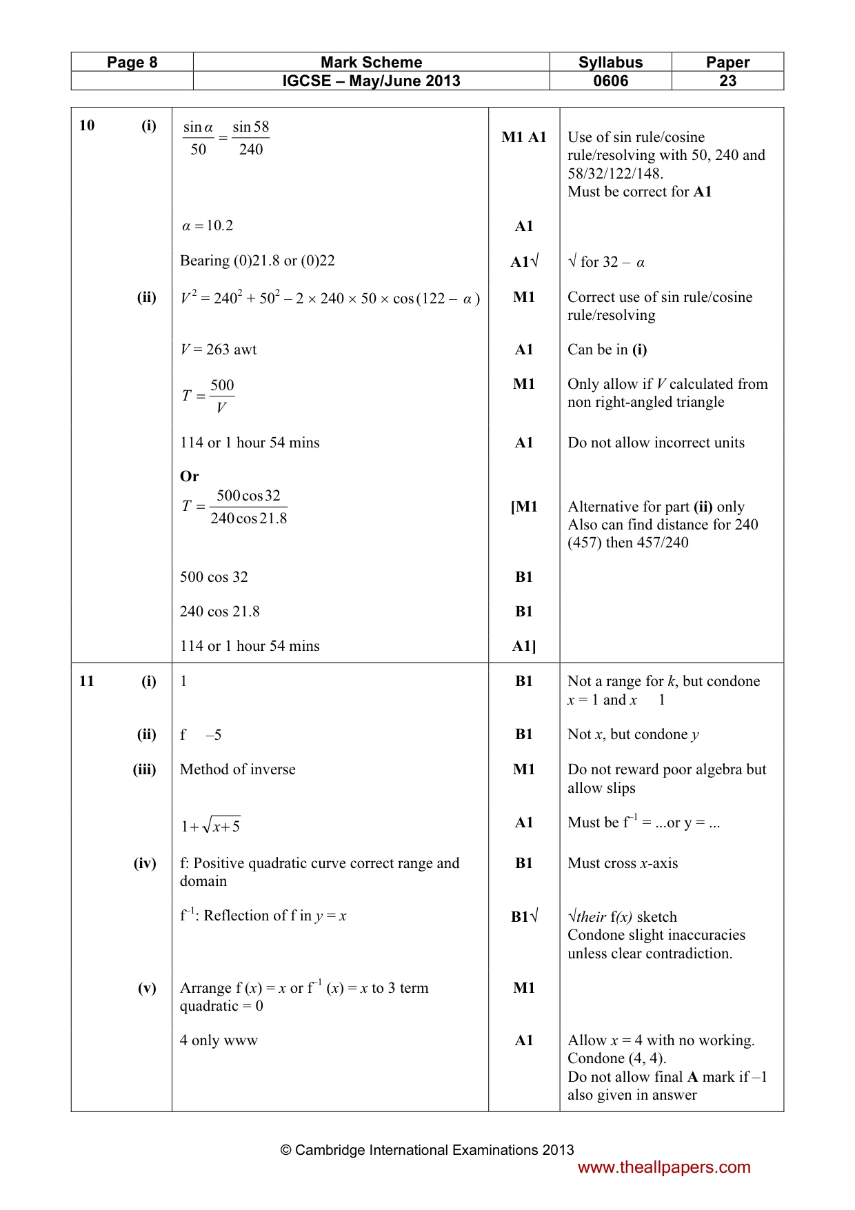 Mark scheme, page 8 of 9