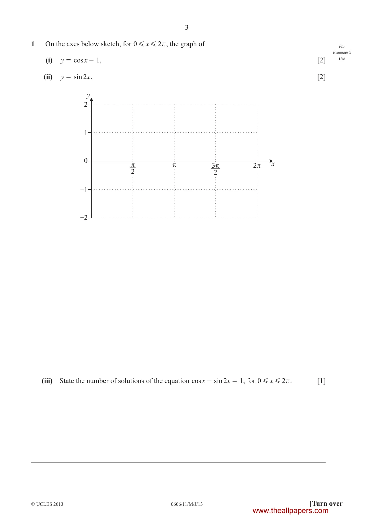 Cambridge IGCSE Mathematics - Additional 0606 2013 May/June Paper 1 · Variant 1 question paper, page 3 of 16