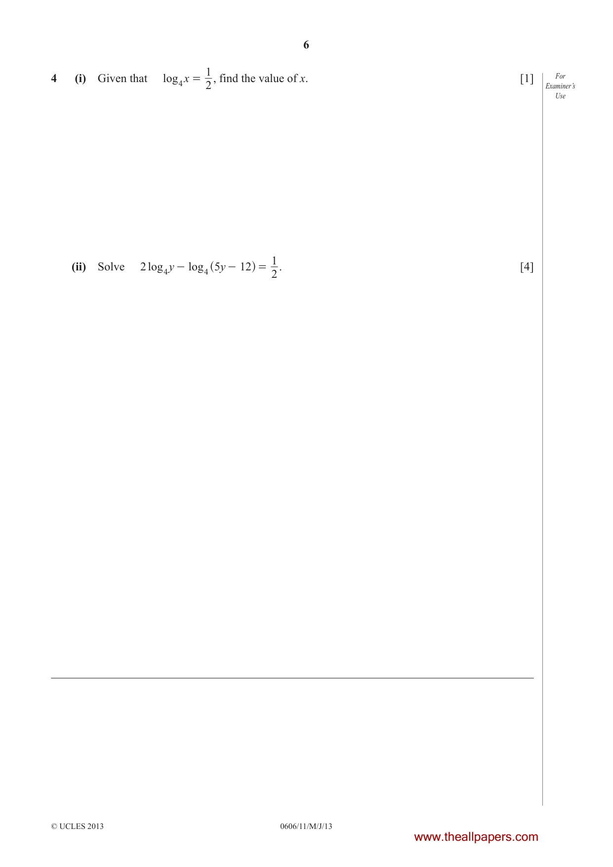 Cambridge IGCSE Mathematics - Additional 0606 2013 May/June Paper 1 · Variant 1 question paper, page 6 of 16