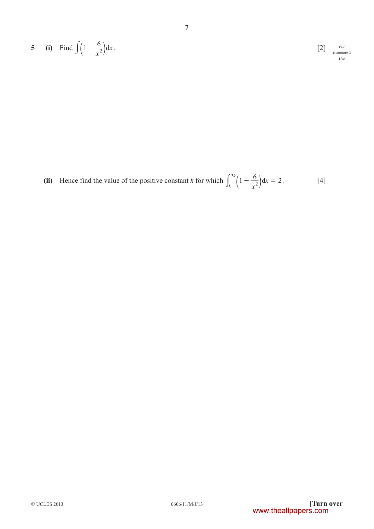 Cambridge IGCSE Mathematics - Additional 0606 2013 May/June Paper 1 · Variant 1 question paper, page 7 of 16
