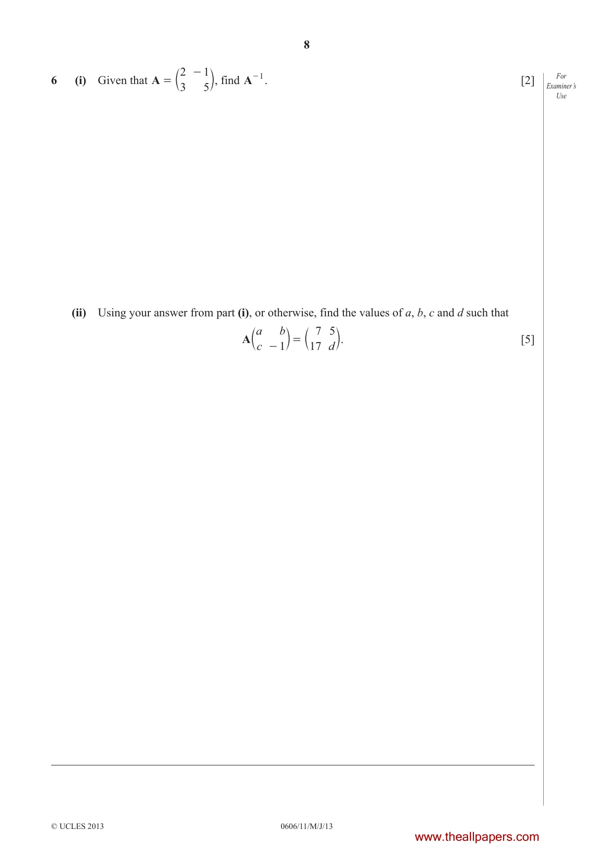 Cambridge IGCSE Mathematics - Additional 0606 2013 May/June Paper 1 · Variant 1 question paper, page 8 of 16