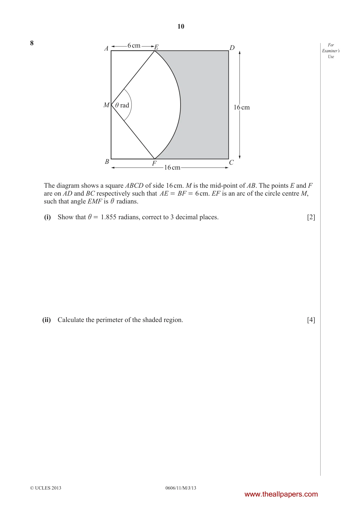 Cambridge IGCSE Mathematics - Additional 0606 2013 May/June Paper 1 · Variant 1 question paper, page 10 of 16