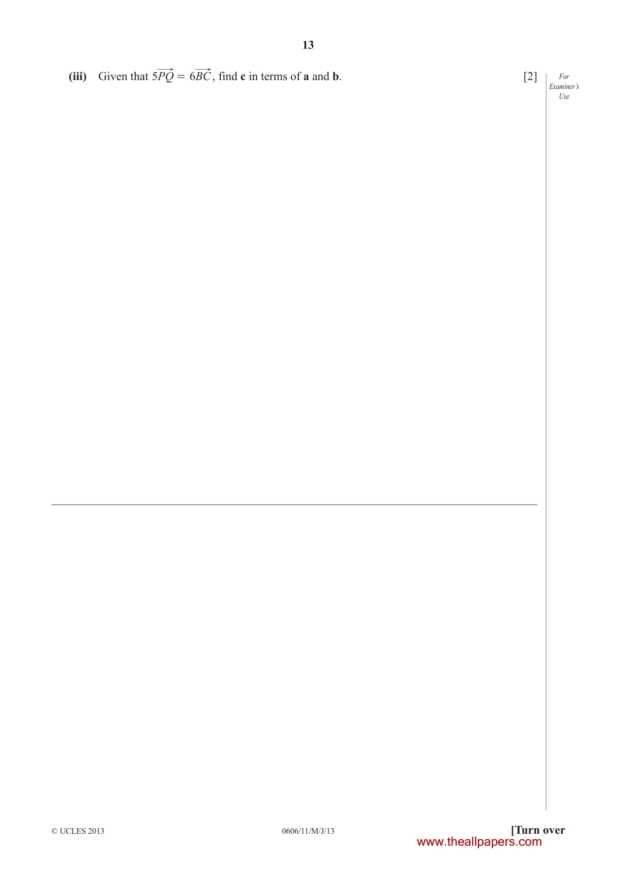 Cambridge IGCSE Mathematics - Additional 0606 2013 May/June Paper 1 · Variant 1 question paper, page 13 of 16