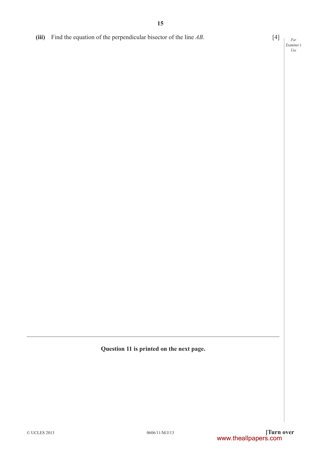 Cambridge IGCSE Mathematics - Additional 0606 2013 May/June Paper 1 · Variant 1 question paper, page 15 of 16