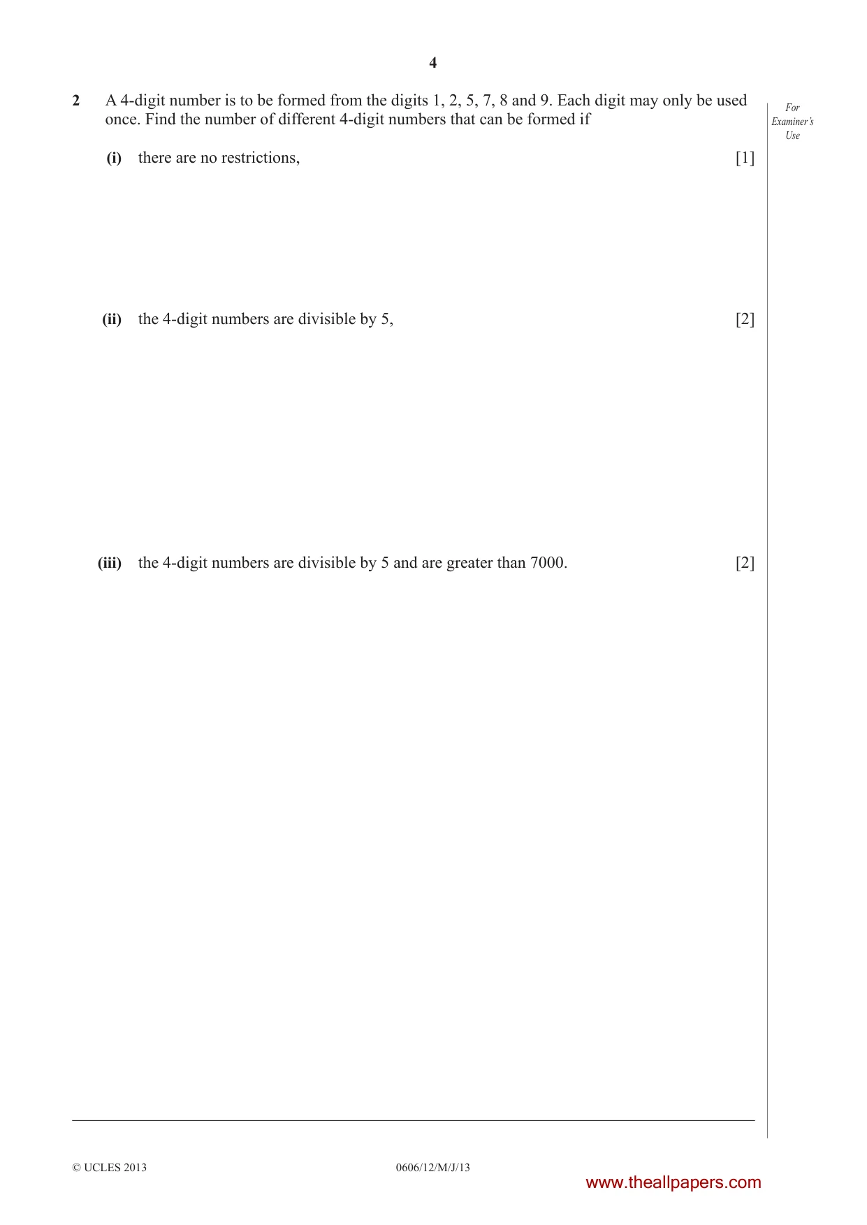Cambridge IGCSE Mathematics - Additional 0606 2013 May/June Paper 1 · Variant 2 question paper, page 4 of 20