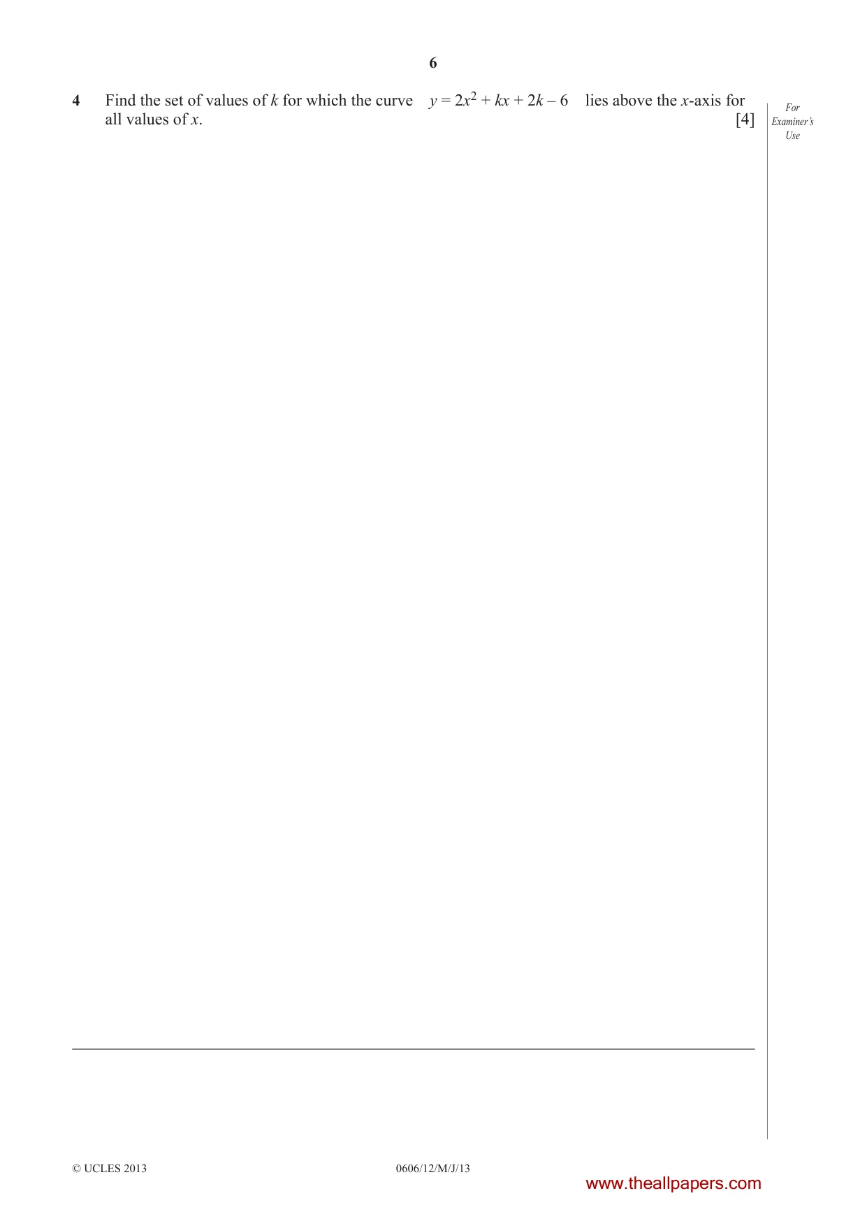 Cambridge IGCSE Mathematics - Additional 0606 2013 May/June Paper 1 · Variant 2 question paper, page 6 of 20