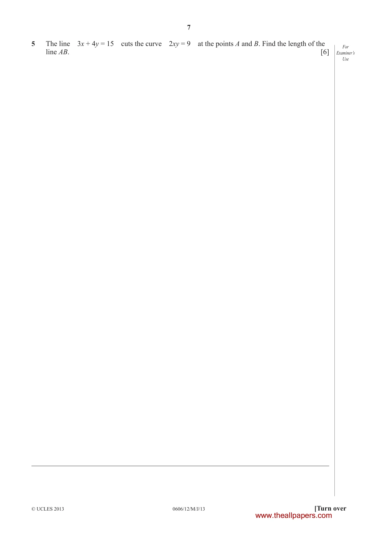 Cambridge IGCSE Mathematics - Additional 0606 2013 May/June Paper 1 · Variant 2 question paper, page 7 of 20