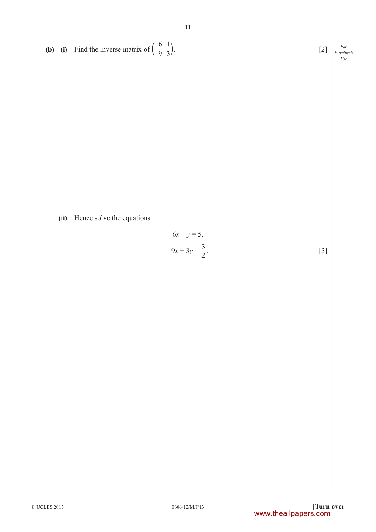Cambridge IGCSE Mathematics - Additional 0606 2013 May/June Paper 1 · Variant 2 question paper, page 11 of 20