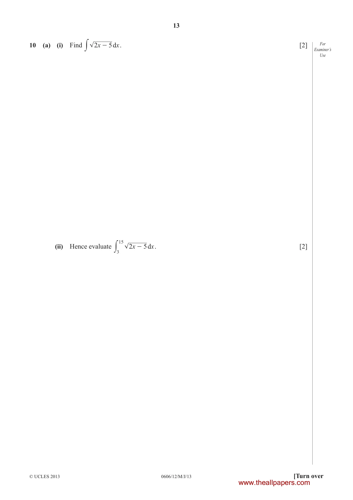 Cambridge IGCSE Mathematics - Additional 0606 2013 May/June Paper 1 · Variant 2 question paper, page 13 of 20