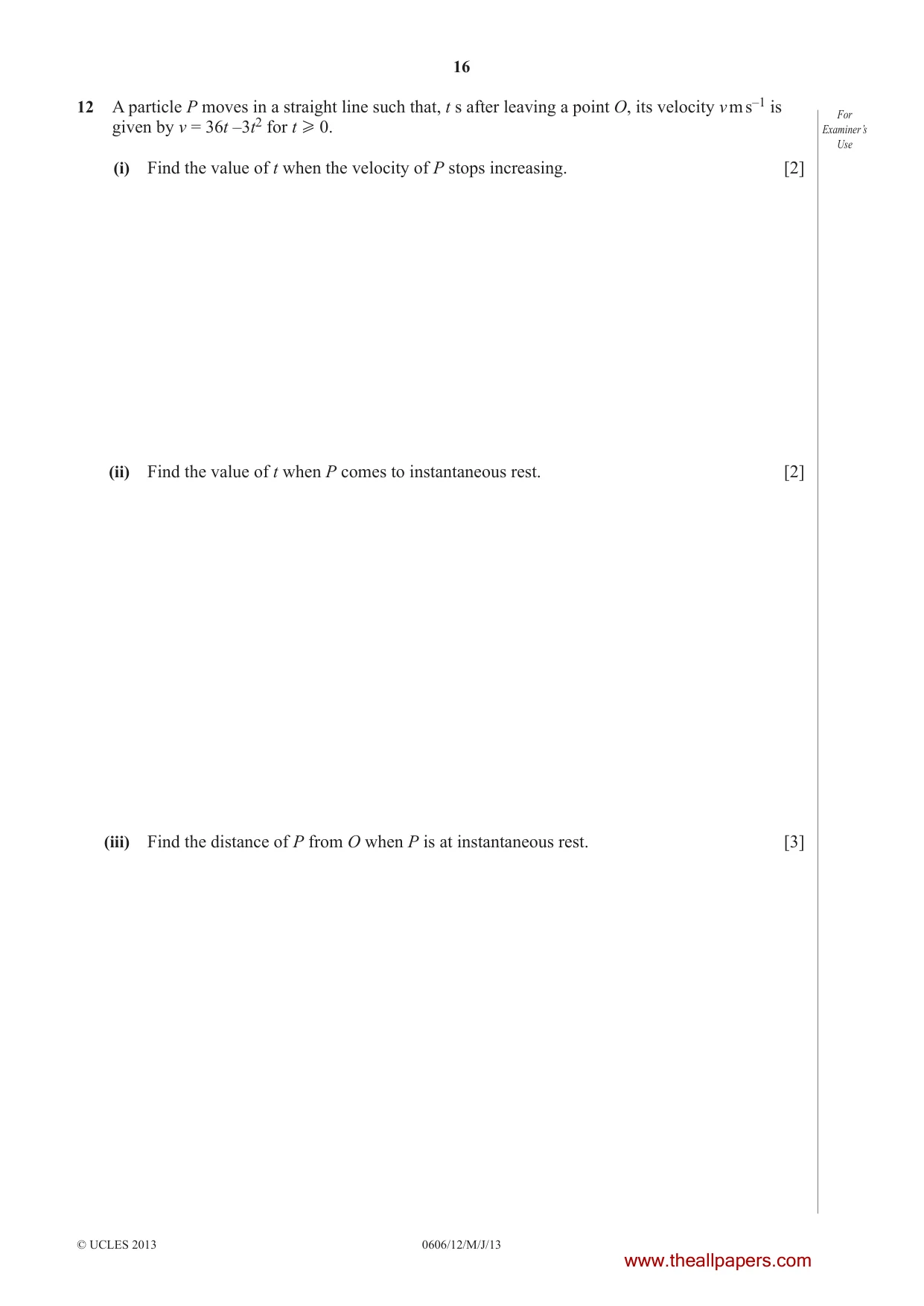 Cambridge IGCSE Mathematics - Additional 0606 2013 May/June Paper 1 · Variant 2 question paper, page 16 of 20