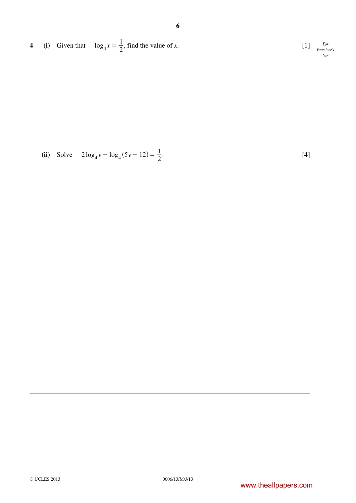 Cambridge IGCSE Mathematics - Additional 0606 2013 May/June Paper 1 · Variant 3 question paper, page 6 of 16