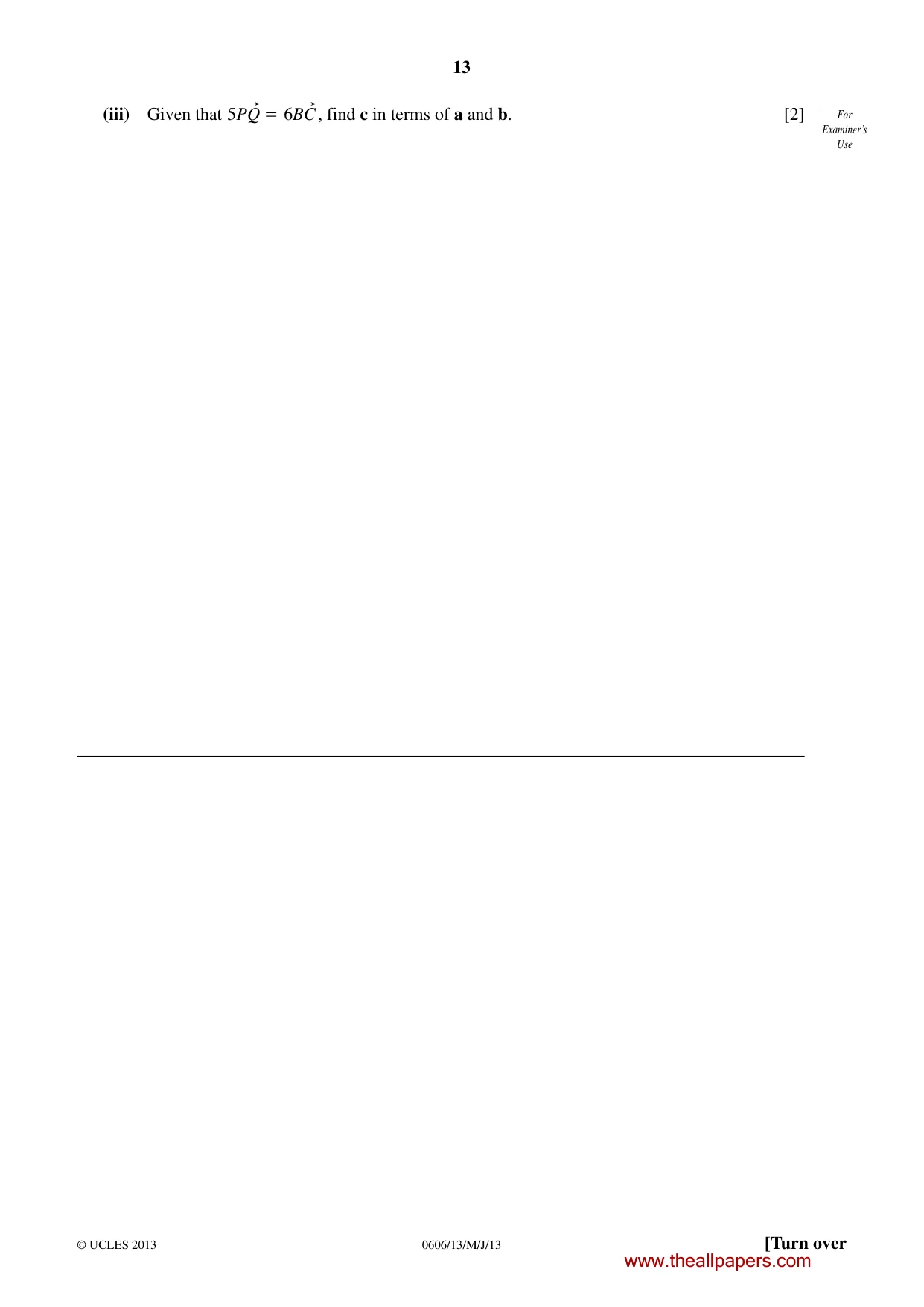 Cambridge IGCSE Mathematics - Additional 0606 2013 May/June Paper 1 · Variant 3 question paper, page 13 of 16