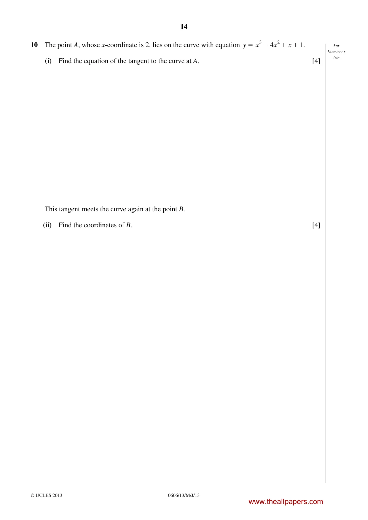 Cambridge IGCSE Mathematics - Additional 0606 2013 May/June Paper 1 · Variant 3 question paper, page 14 of 16