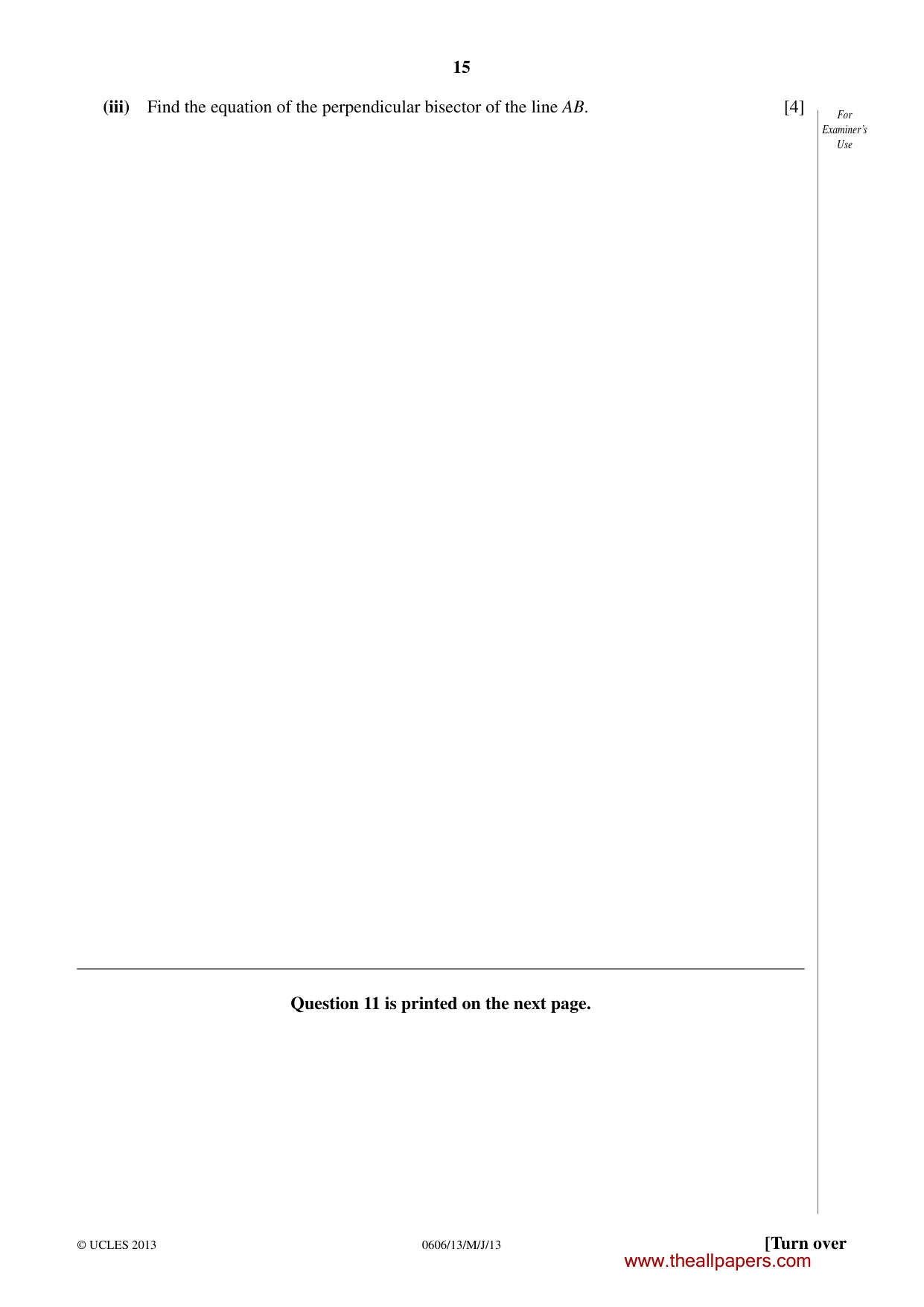 Cambridge IGCSE Mathematics - Additional 0606 2013 May/June Paper 1 · Variant 3 question paper, page 15 of 16