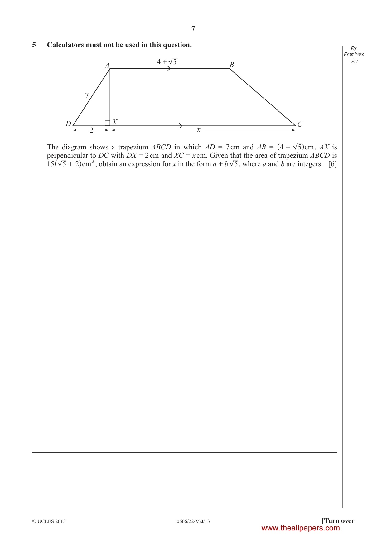 Cambridge IGCSE Mathematics - Additional 0606 2013 May/June Paper 2 · Variant 2 question paper, page 7 of 16