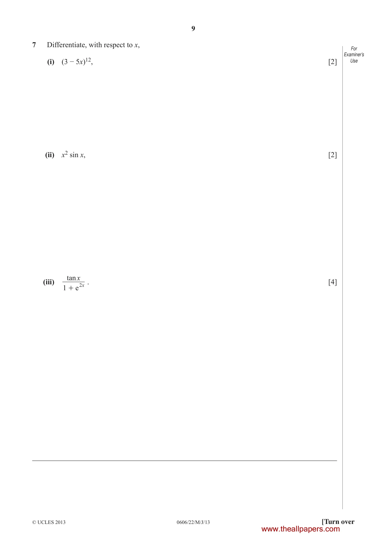 Cambridge IGCSE Mathematics - Additional 0606 2013 May/June Paper 2 · Variant 2 question paper, page 9 of 16