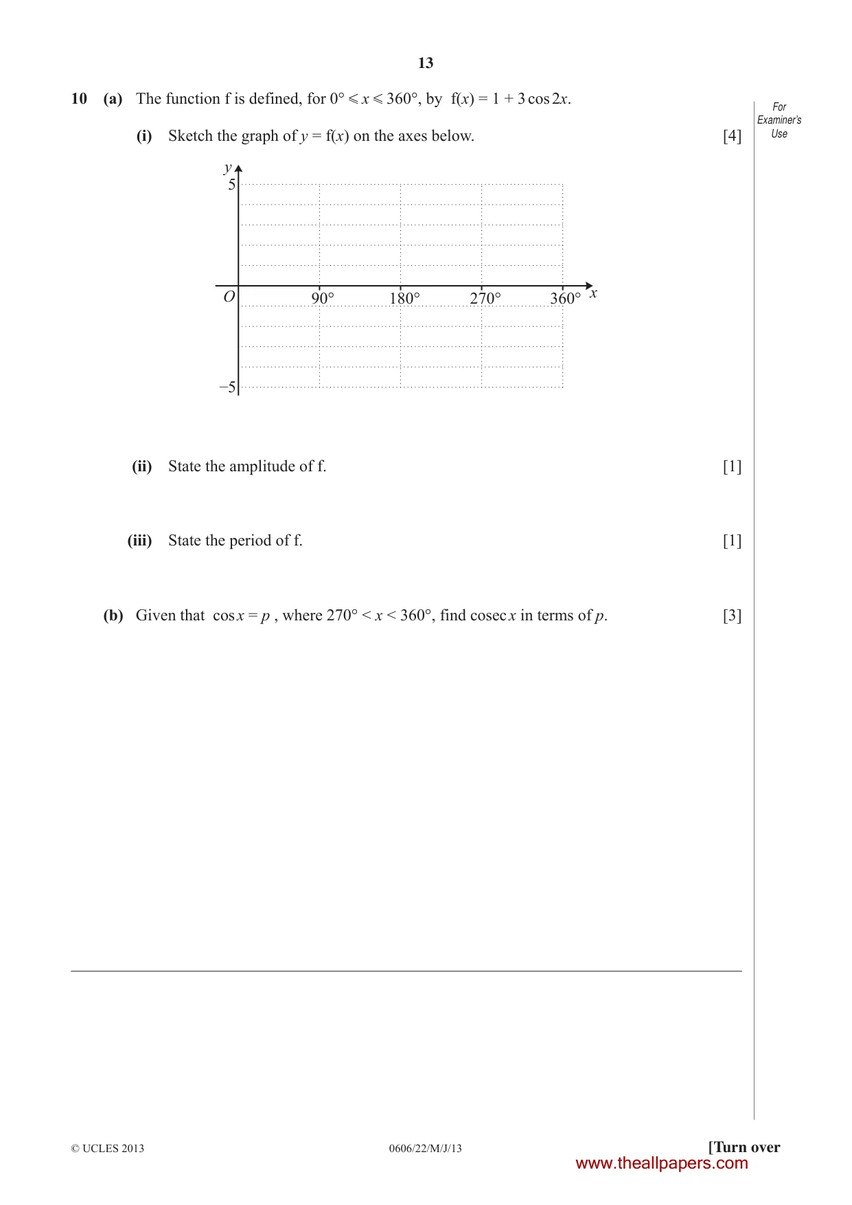 Cambridge IGCSE Mathematics - Additional 0606 2013 May/June Paper 2 · Variant 2 question paper, page 13 of 16