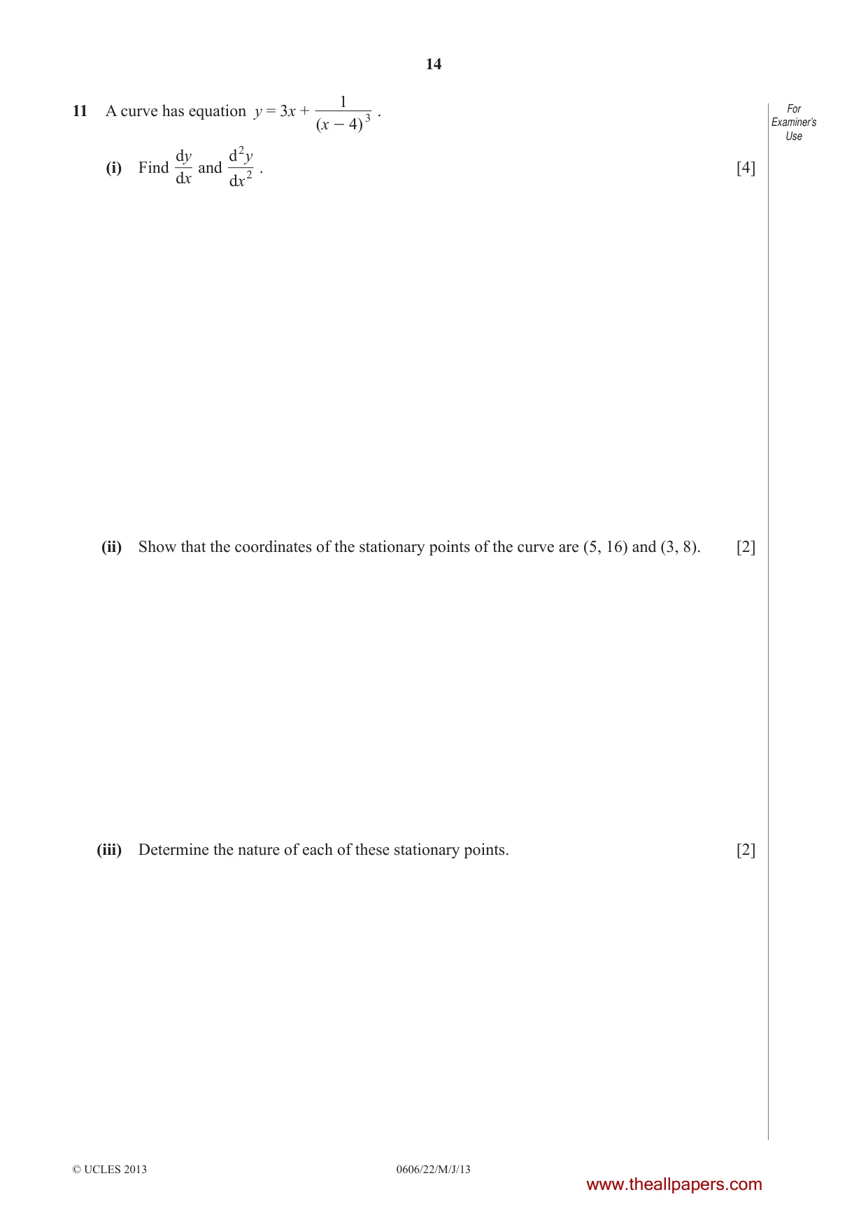 Cambridge IGCSE Mathematics - Additional 0606 2013 May/June Paper 2 · Variant 2 question paper, page 14 of 16