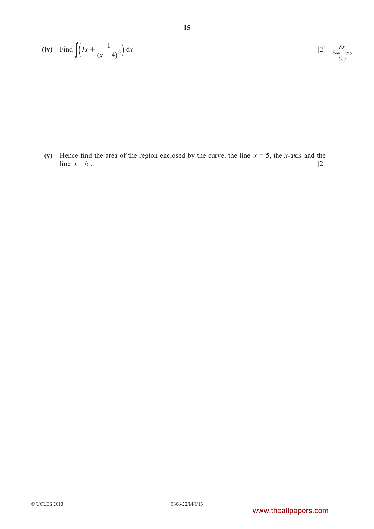 Cambridge IGCSE Mathematics - Additional 0606 2013 May/June Paper 2 · Variant 2 question paper, page 15 of 16