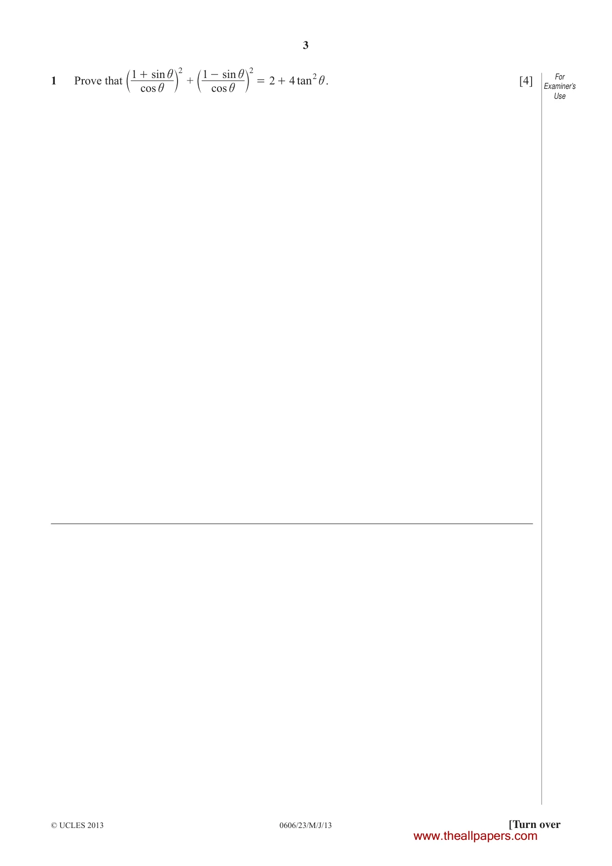 Cambridge IGCSE Mathematics - Additional 0606 2013 May/June Paper 2 · Variant 3 question paper, page 3 of 16