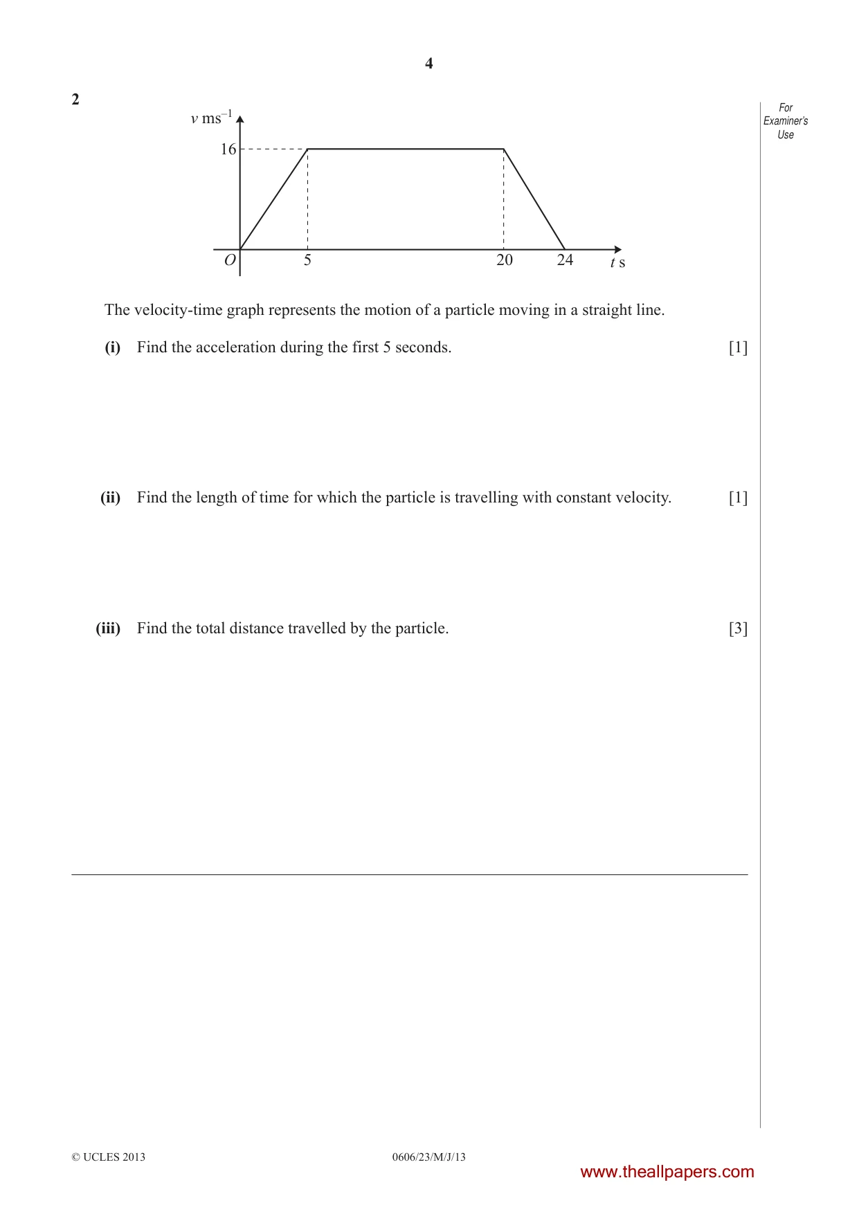 Cambridge IGCSE Mathematics - Additional 0606 2013 May/June Paper 2 · Variant 3 question paper, page 4 of 16