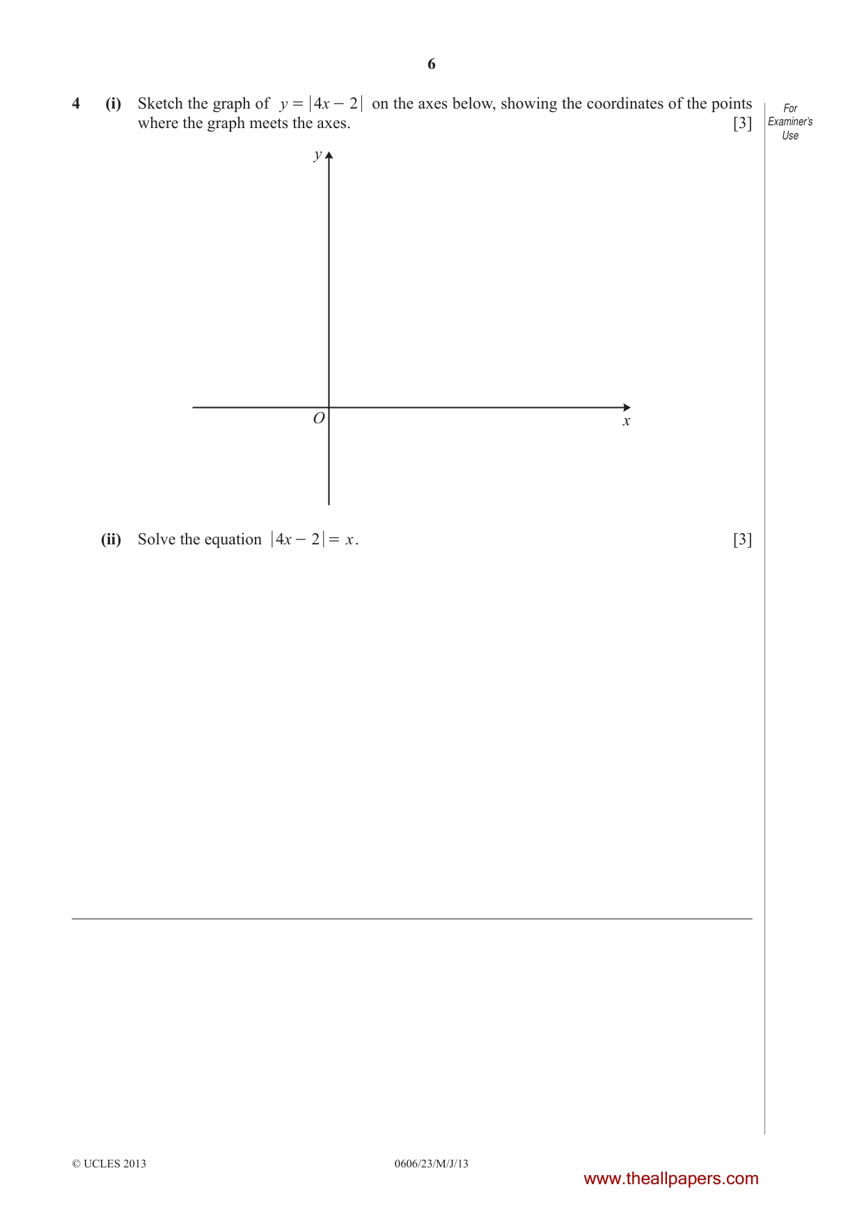 Cambridge IGCSE Mathematics - Additional 0606 2013 May/June Paper 2 · Variant 3 question paper, page 6 of 16