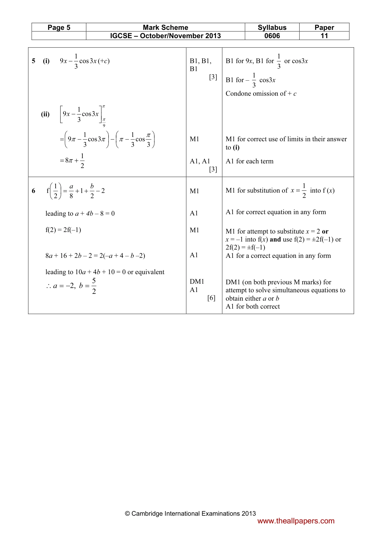 Mark scheme, page 5 of 10