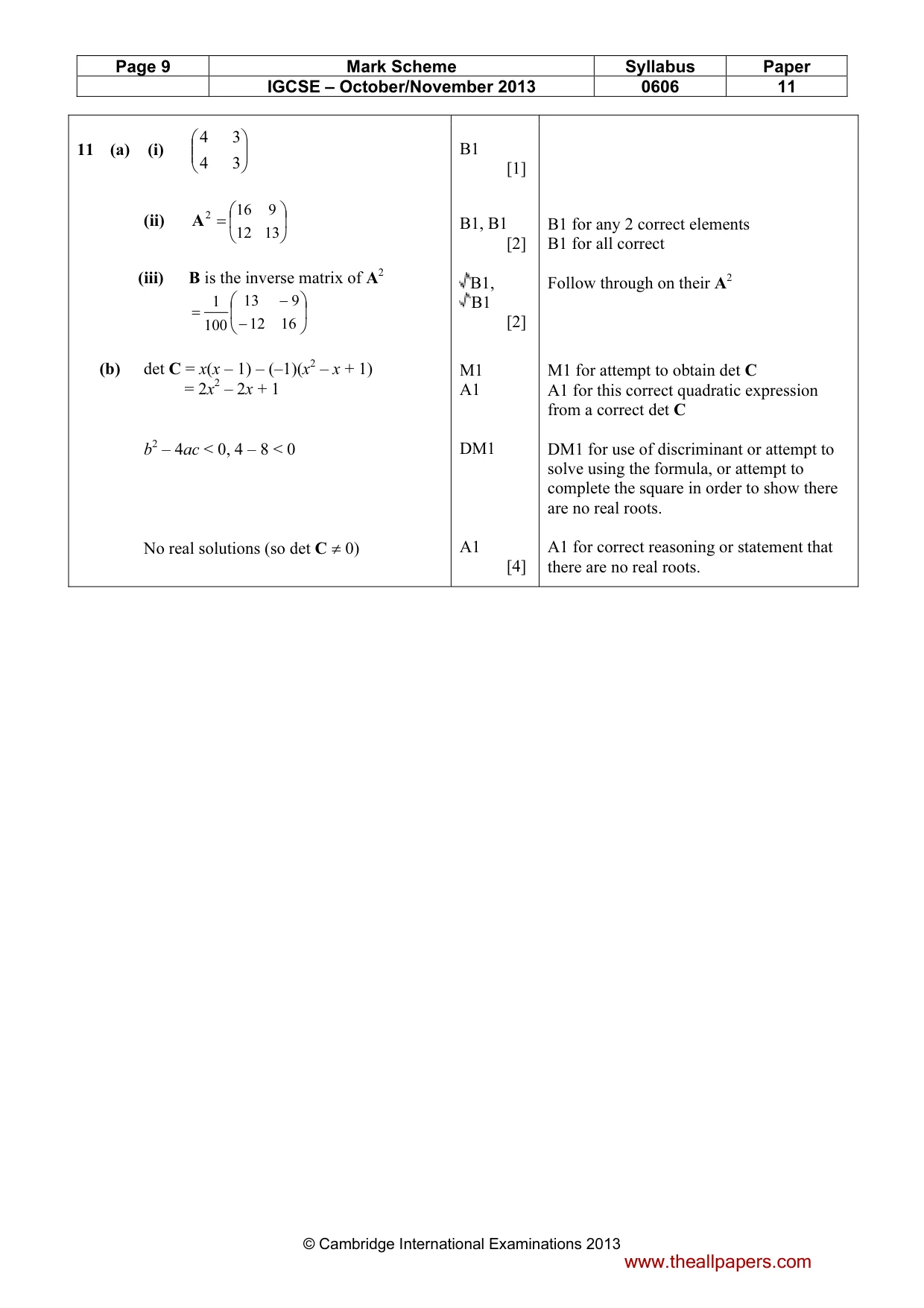 Mark scheme, page 9 of 10