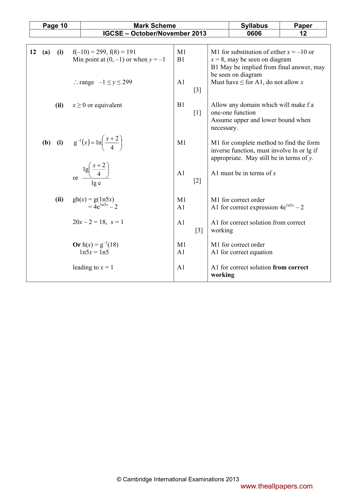 Mark scheme, page 10 of 10