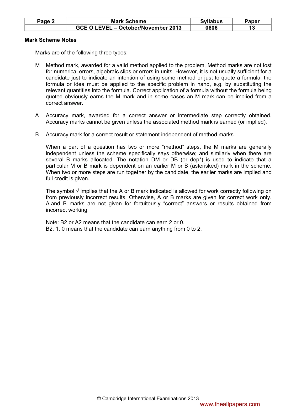 Mark scheme, page 2 of 9