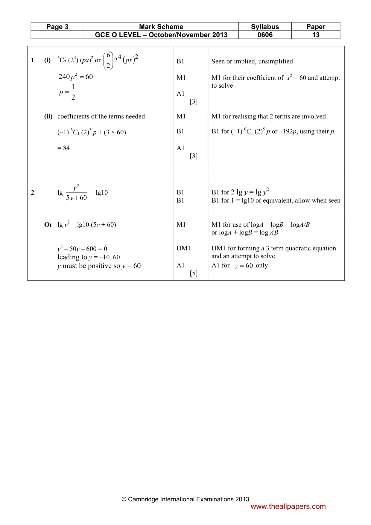 Mark scheme, page 3 of 9