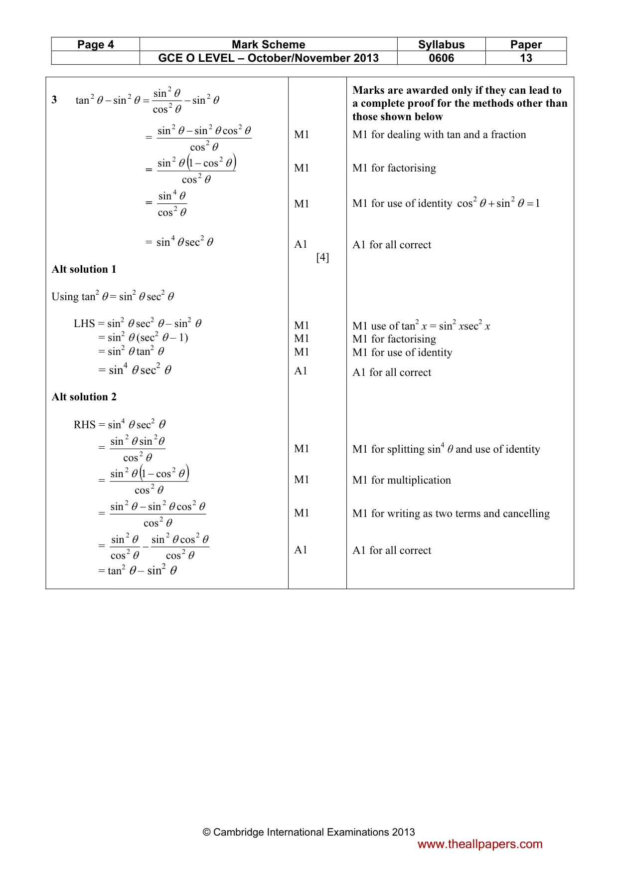 Mark scheme, page 4 of 9