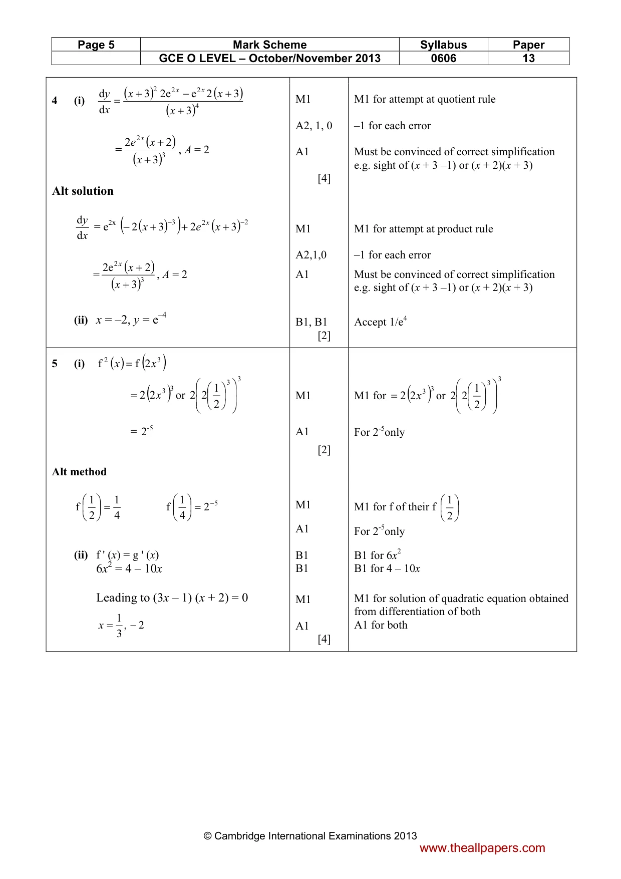 Mark scheme, page 5 of 9