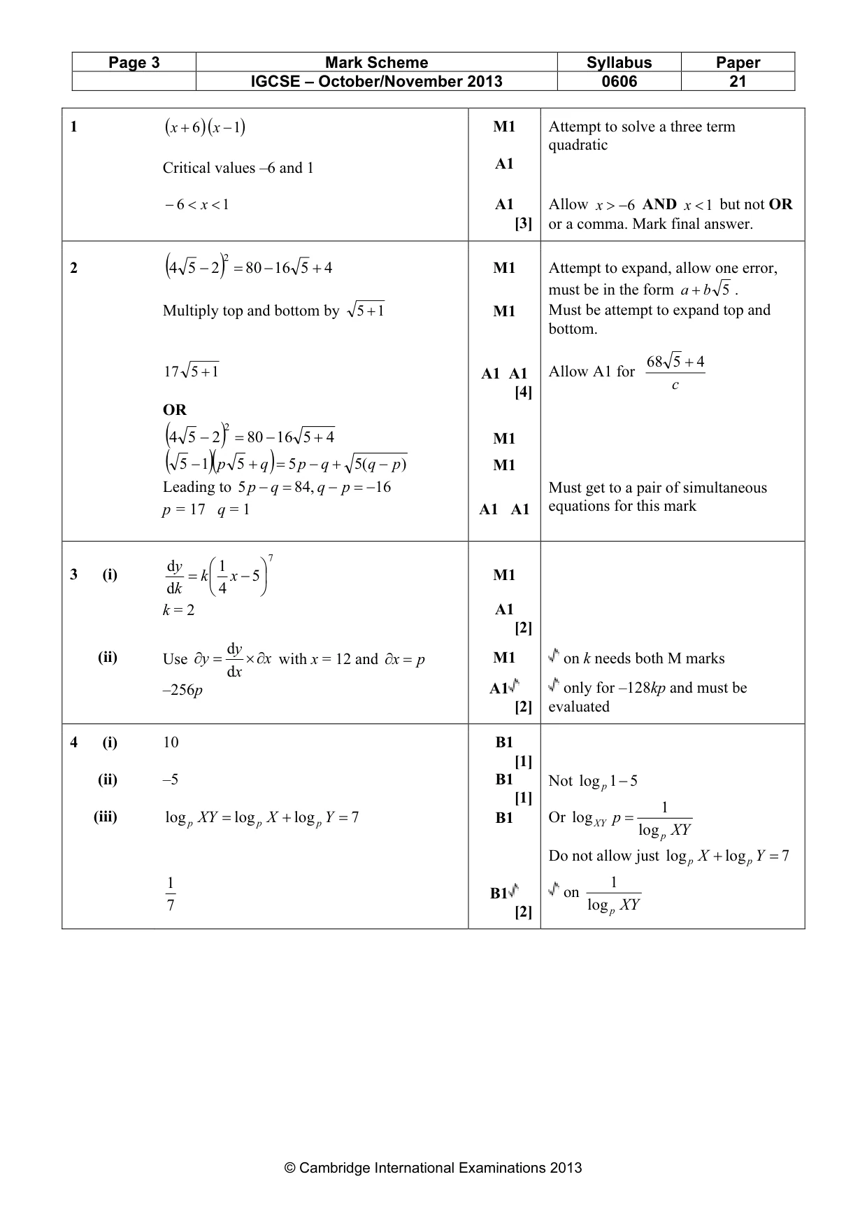 Mark scheme, page 3 of 8