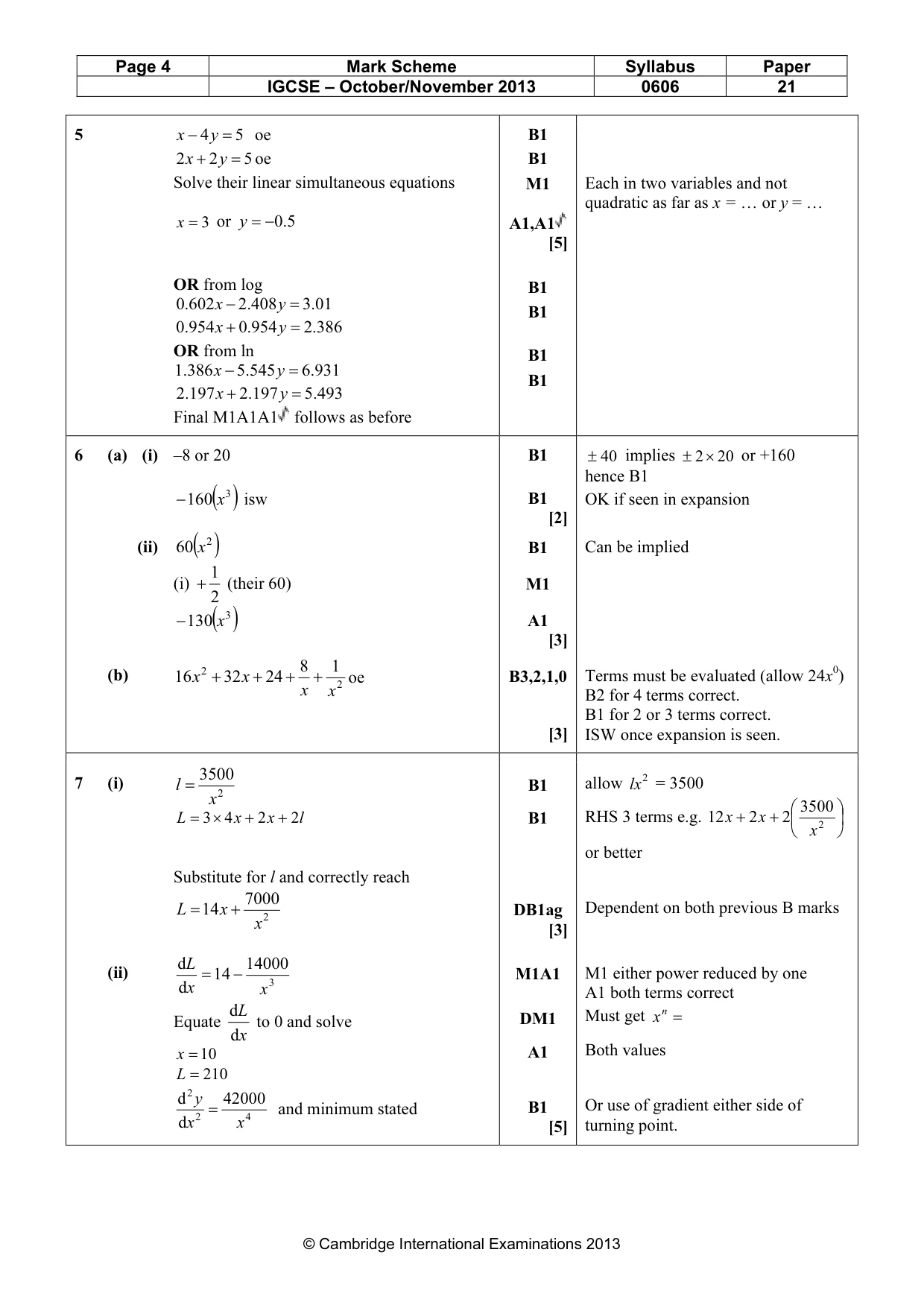 Mark scheme, page 4 of 8